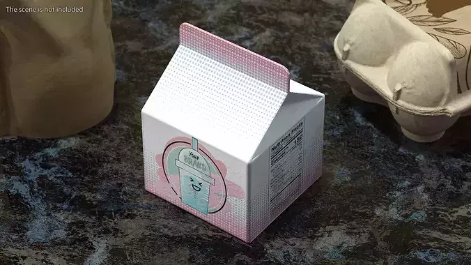Gable Top Carton Package Mockup Blush 3D model 4