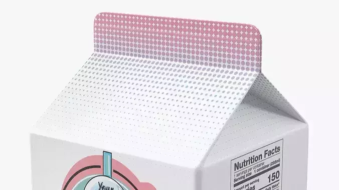 Gable Top Carton Package Mockup Blush 3D model 7