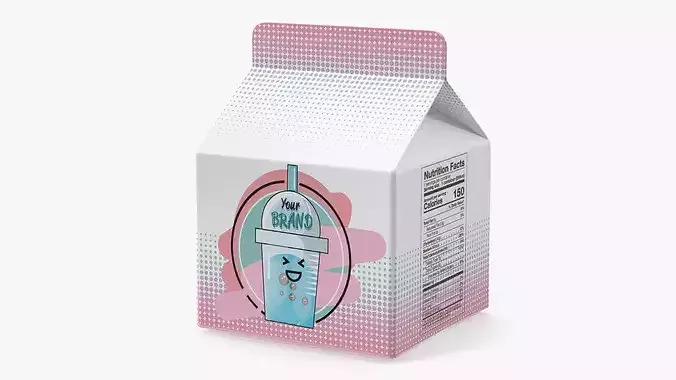 Gable Top Carton Package Mockup Blush 3D model