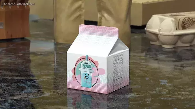 Gable Top Carton Package Mockup Blush 3D model 2