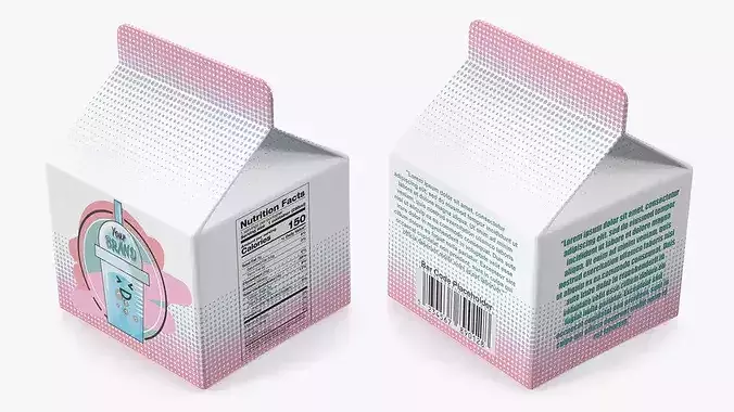 Gable Top Carton Package Mockup Blush 3D model 5