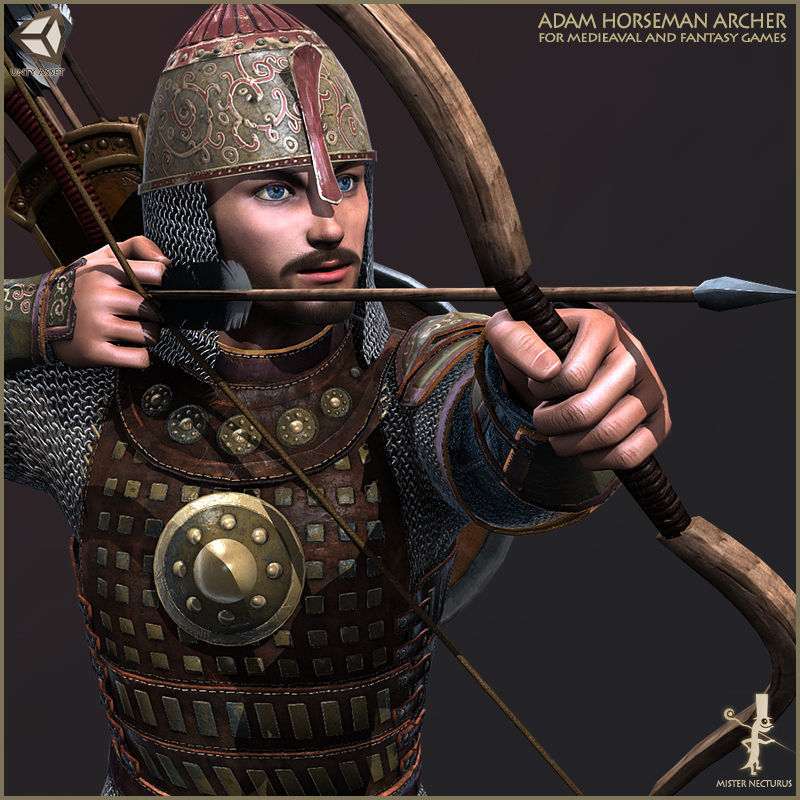 Eva And Adam Horseman Archers Light Version Low-poly 3D model_41