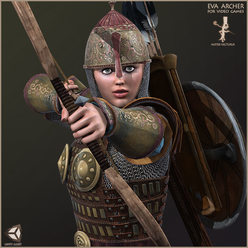 Eva And Adam Horseman Archers Light Version Low-poly 3D model_8