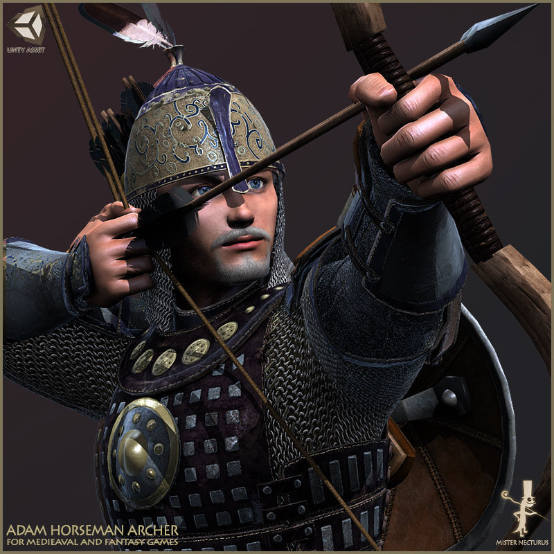 Eva And Adam Horseman Archers Light Version Low-poly 3D model_24