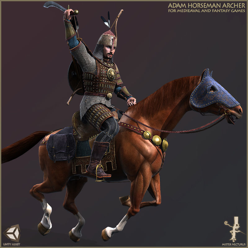 Eva And Adam Horseman Archers Light Version Low-poly 3D model_34
