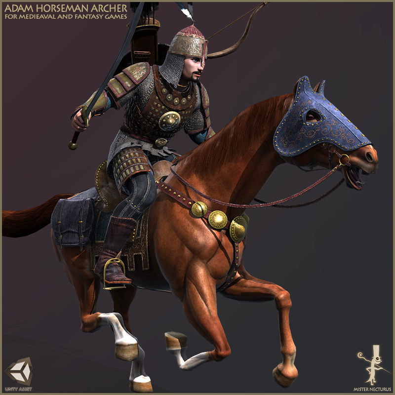 Eva And Adam Horseman Archers Light Version Low-poly 3D model_32