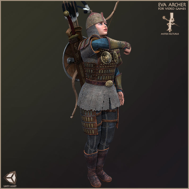 Eva And Adam Horseman Archers Light Version Low-poly 3D model_12