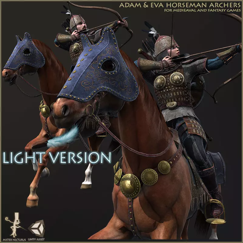 Eva And Adam Horseman Archers Light Version Low-poly 3D model_0
