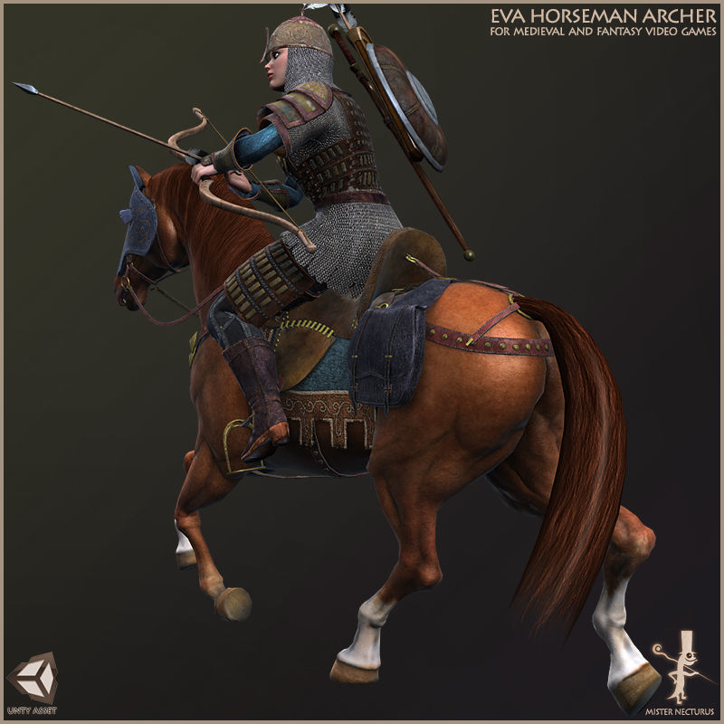 Eva And Adam Horseman Archers Light Version Low-poly 3D model_20