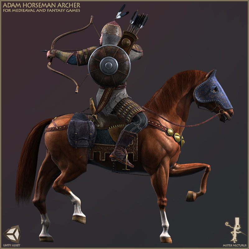 Eva And Adam Horseman Archers Light Version Low-poly 3D model_22