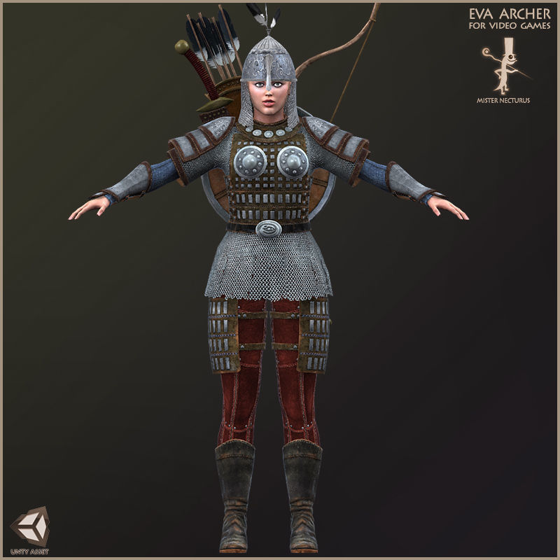 Eva And Adam Horseman Archers Light Version Low-poly 3D model_5