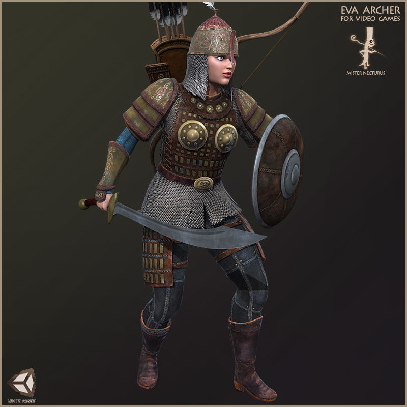 Eva And Adam Horseman Archers Light Version Low-poly 3D model_13