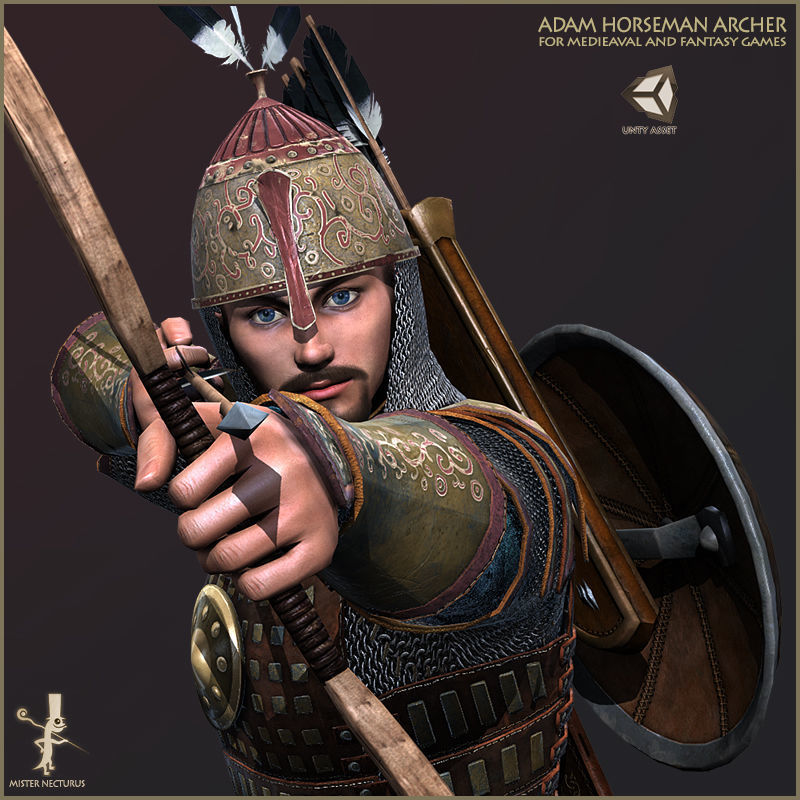 Eva And Adam Horseman Archers Light Version Low-poly 3D model_27