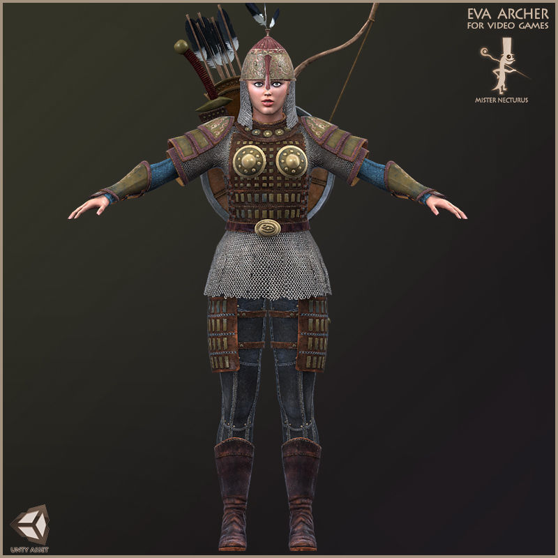 Eva And Adam Horseman Archers Light Version Low-poly 3D model_7