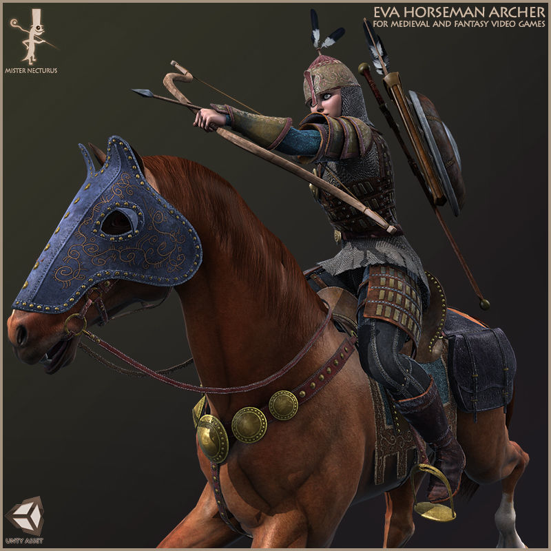 Eva And Adam Horseman Archers Light Version Low-poly 3D model_17
