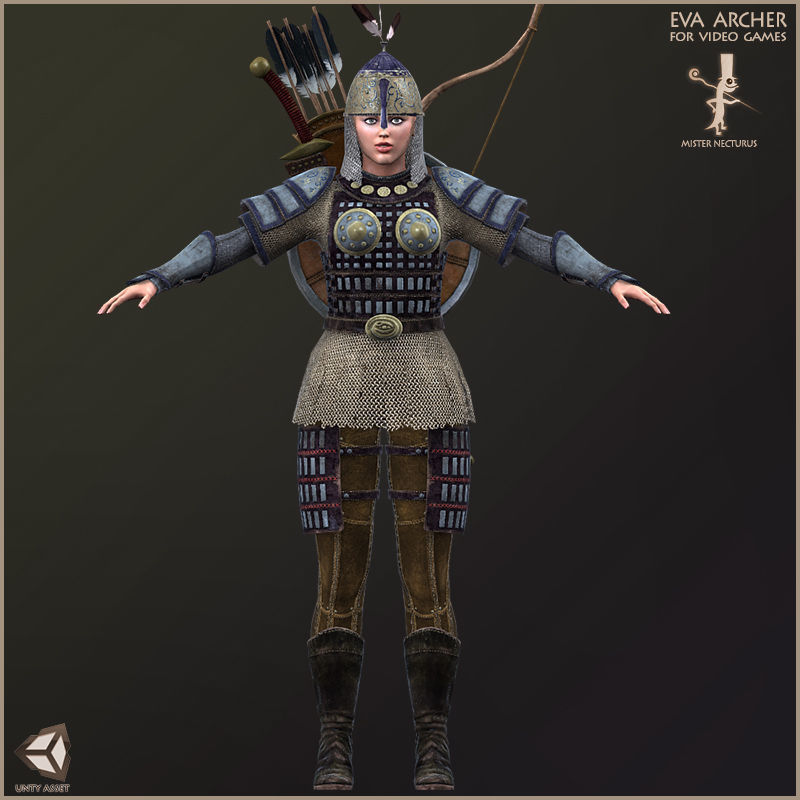 Eva And Adam Horseman Archers Light Version Low-poly 3D model_6