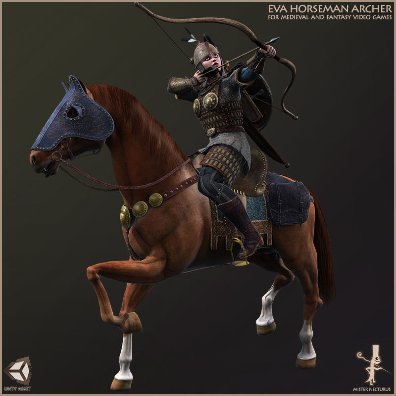 Eva And Adam Horseman Archers Light Version Low-poly 3D model_18