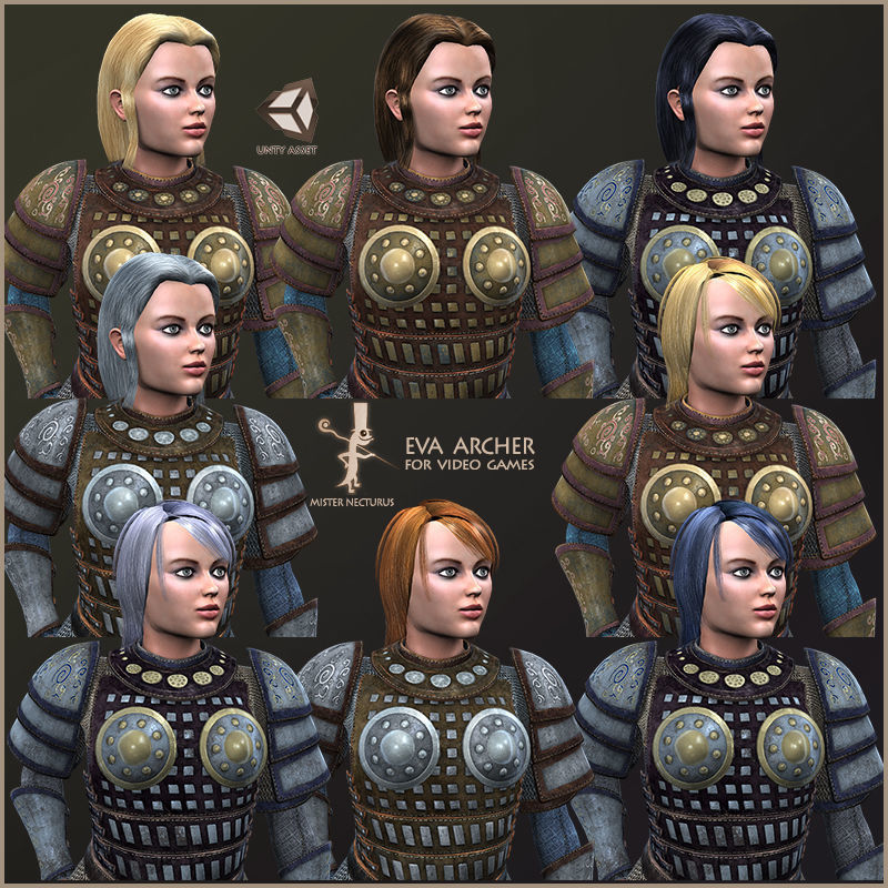 Eva And Adam Horseman Archers Light Version Low-poly 3D model_10