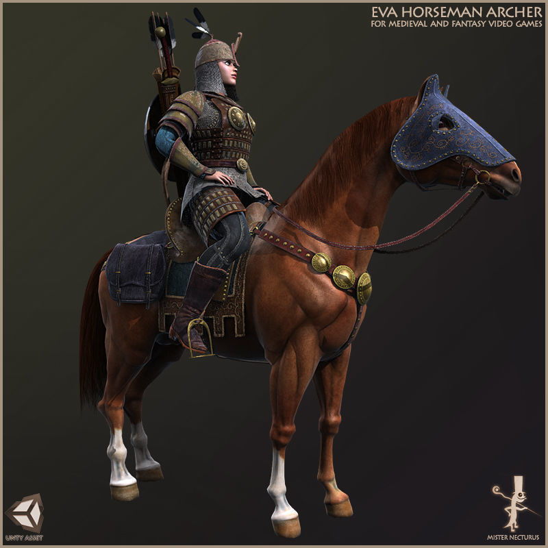 Eva And Adam Horseman Archers Light Version Low-poly 3D model_15
