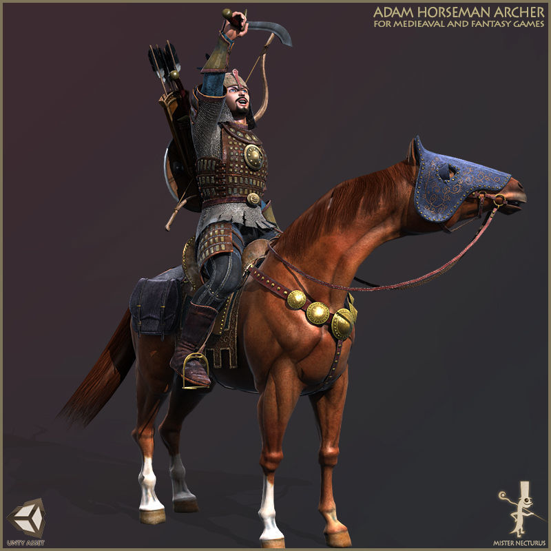 Eva And Adam Horseman Archers Light Version Low-poly 3D model_35