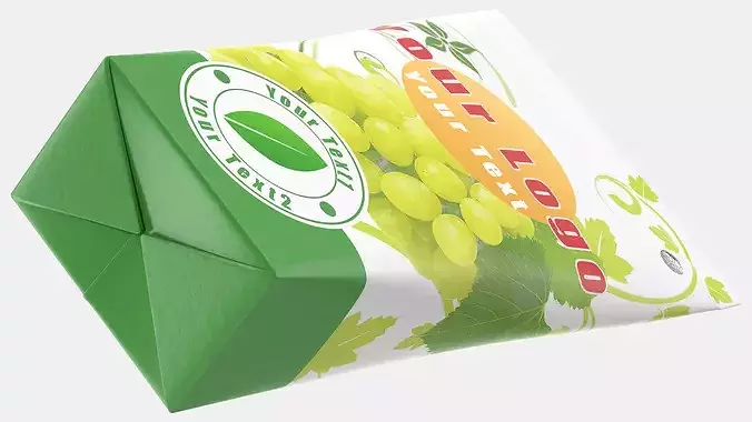 Aseptic Triangular Grape Liquid Packaging 3D model 7