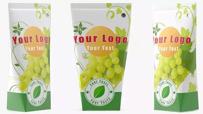 Aseptic Triangular Grape Liquid Packaging 3D model 5
