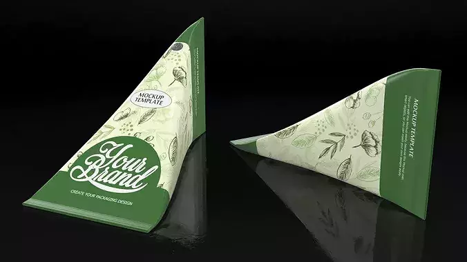 Triangle Aseptic Packaging Mockup Green 3D model 7