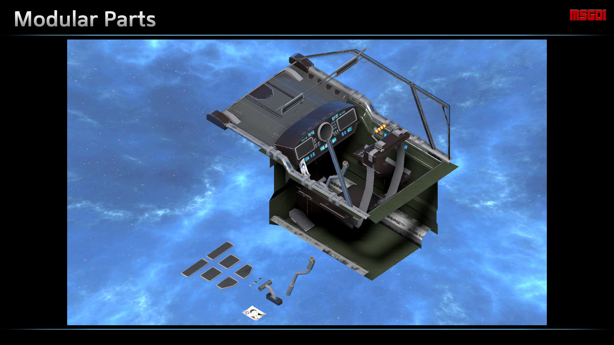 Spaceship Cockpit I Low-poly 3D model_3