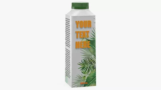 Green Beverage Carton Package with Cap Mockup 3D model