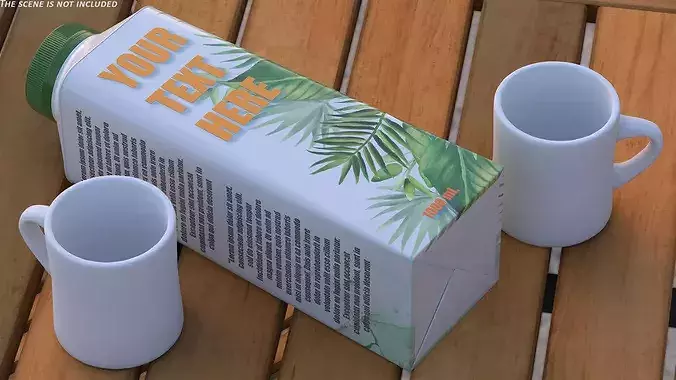 Green Beverage Carton Package with Cap Mockup 3D model 5