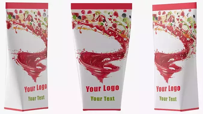 Aseptic Triangular Fruit Liquid Packaging 3D model 6