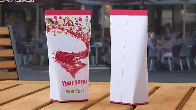 Aseptic Triangular Fruit Liquid Packaging 3D model 4