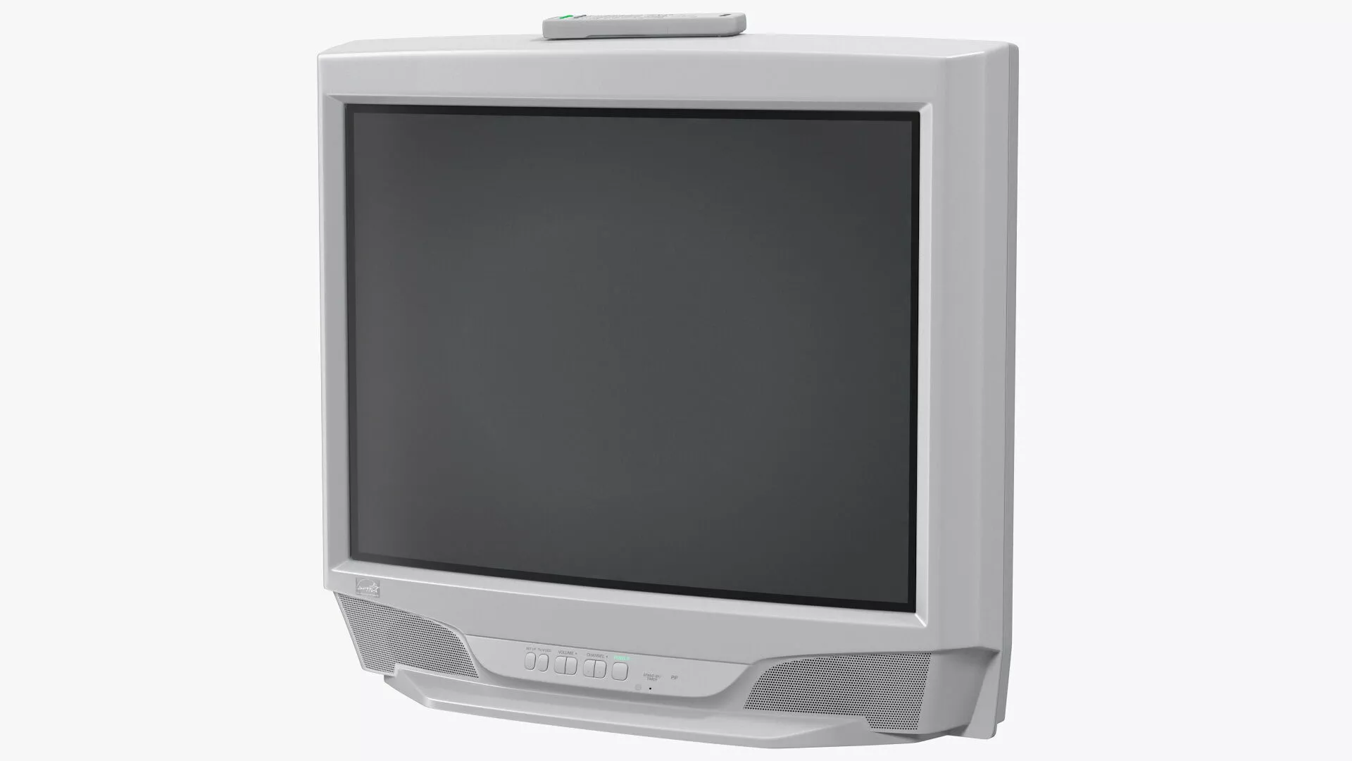 Vintage 2000s CRT TV with IR Remote Off 3D model