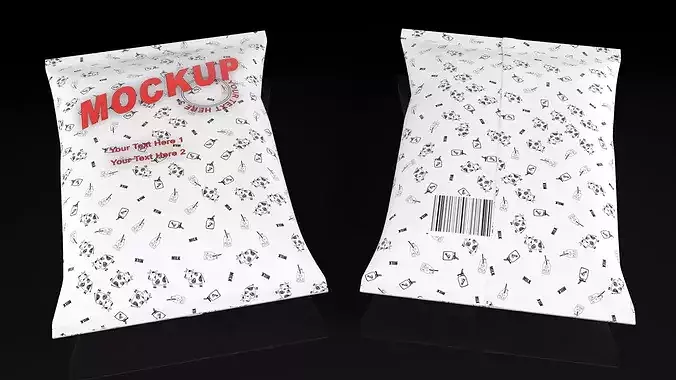 Pillow Shape Milk Package Mockup White Low-poly 3D model 2