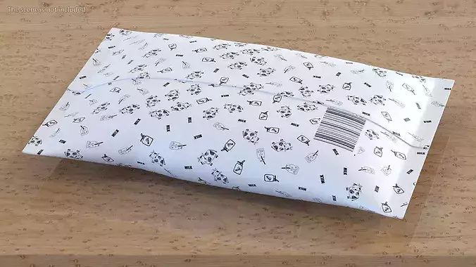 Pillow Shape Milk Package Mockup White Low-poly 3D model 6