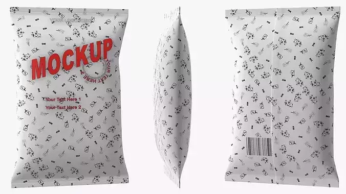 Pillow Shape Milk Package Mockup White Low-poly 3D model 7