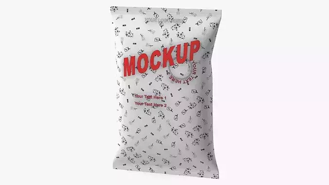 Pillow Shape Milk Package Mockup White Low-poly 3D model