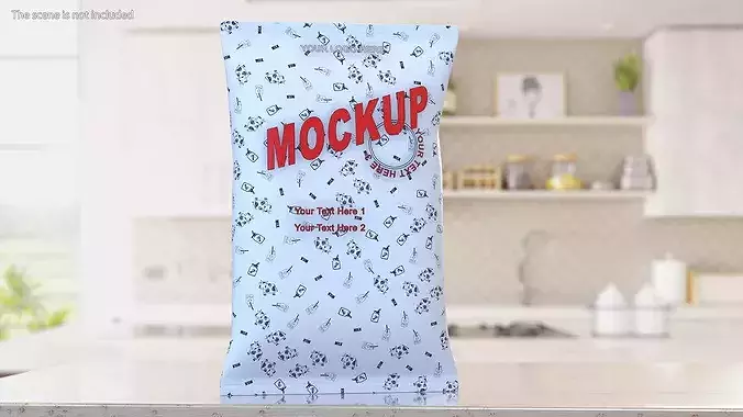 Pillow Shape Milk Package Mockup White Low-poly 3D model 4