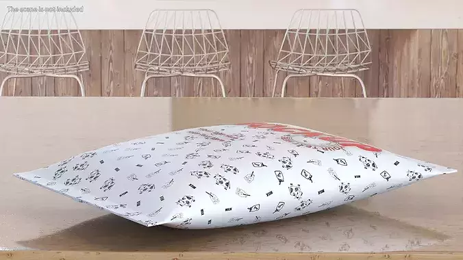 Pillow Shape Milk Package Mockup White Low-poly 3D model 5