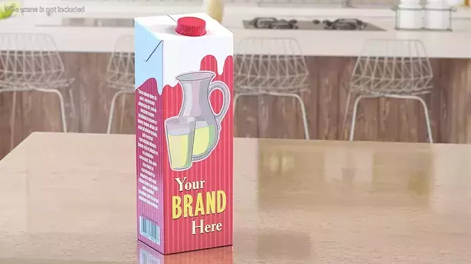 Mockup Aseptic Carton Pack with Screw Cap Red 3D model 4