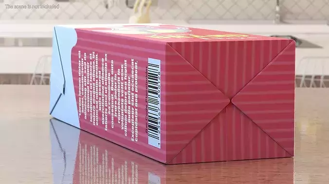 Mockup Aseptic Carton Pack with Screw Cap Red 3D model 6