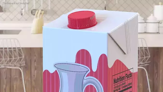 Mockup Aseptic Carton Pack with Screw Cap Red 3D model 5