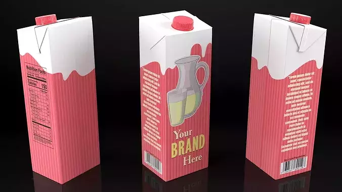 Mockup Aseptic Carton Pack with Screw Cap Red 3D model
