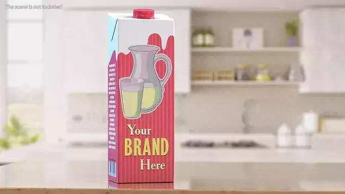 Mockup Aseptic Carton Pack with Screw Cap Red 3D model 3