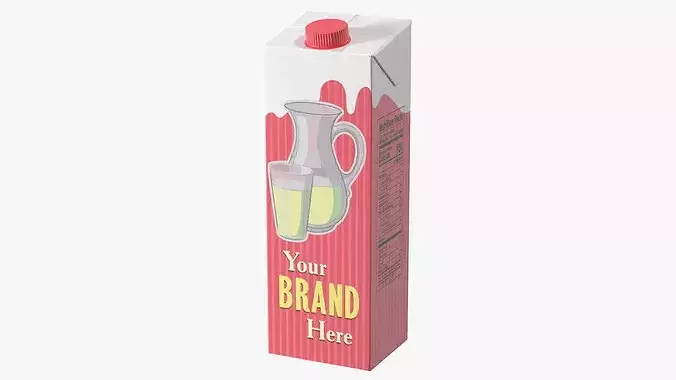 Mockup Aseptic Carton Pack with Screw Cap Red 3D model 2