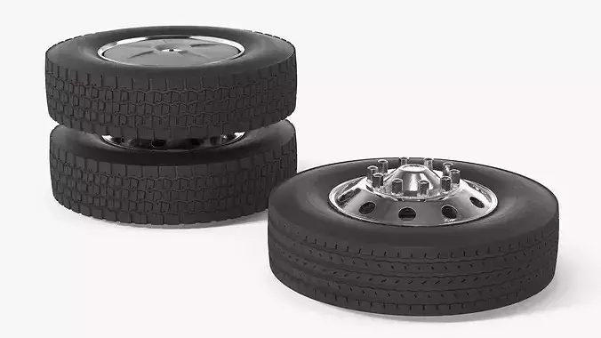 Heavy Duty Truck Wheel Set with Dual Tires 3D model 7