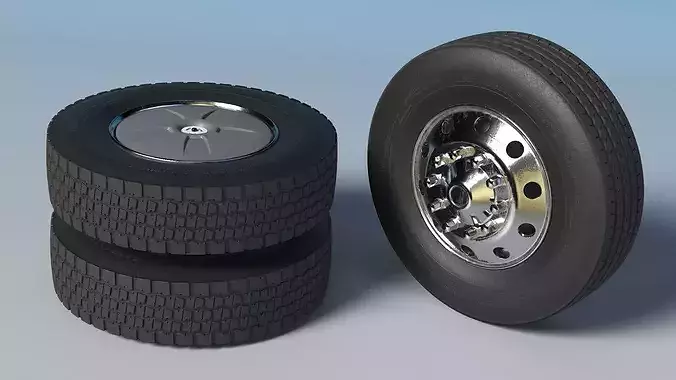 Heavy Duty Truck Wheel Set with Dual Tires 3D model