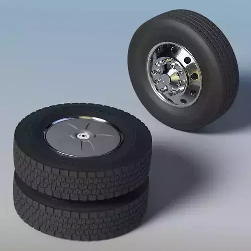 Heavy Duty Truck Wheel Set with Dual Tires 3D model 2