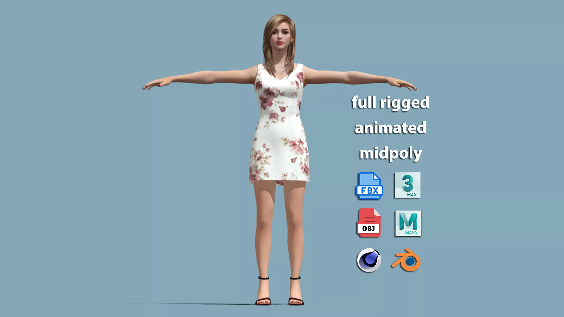 Realistic Rigged Girl-Full Body Face Rig T-Pose 3d model 3D model