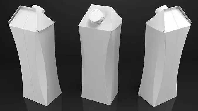 Multilayer Carton Beverage Package with Cap 3D model 5